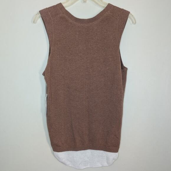Brochu Walker Loreen Layered Tank Top in Porcini Tan & White Combo, Size Small - Picture 7 of 9